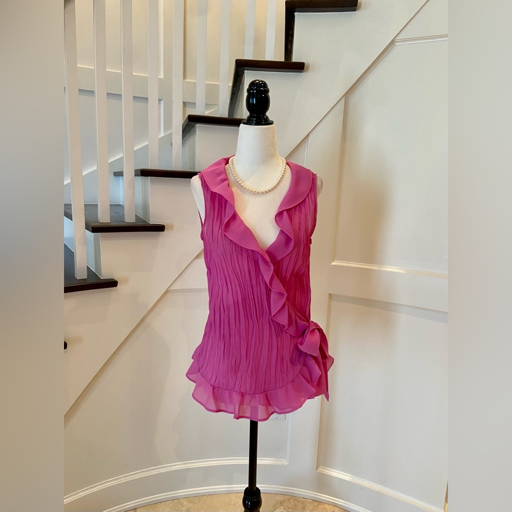 Feminine Pink Ruffle Blouse - Picture 5 of 12